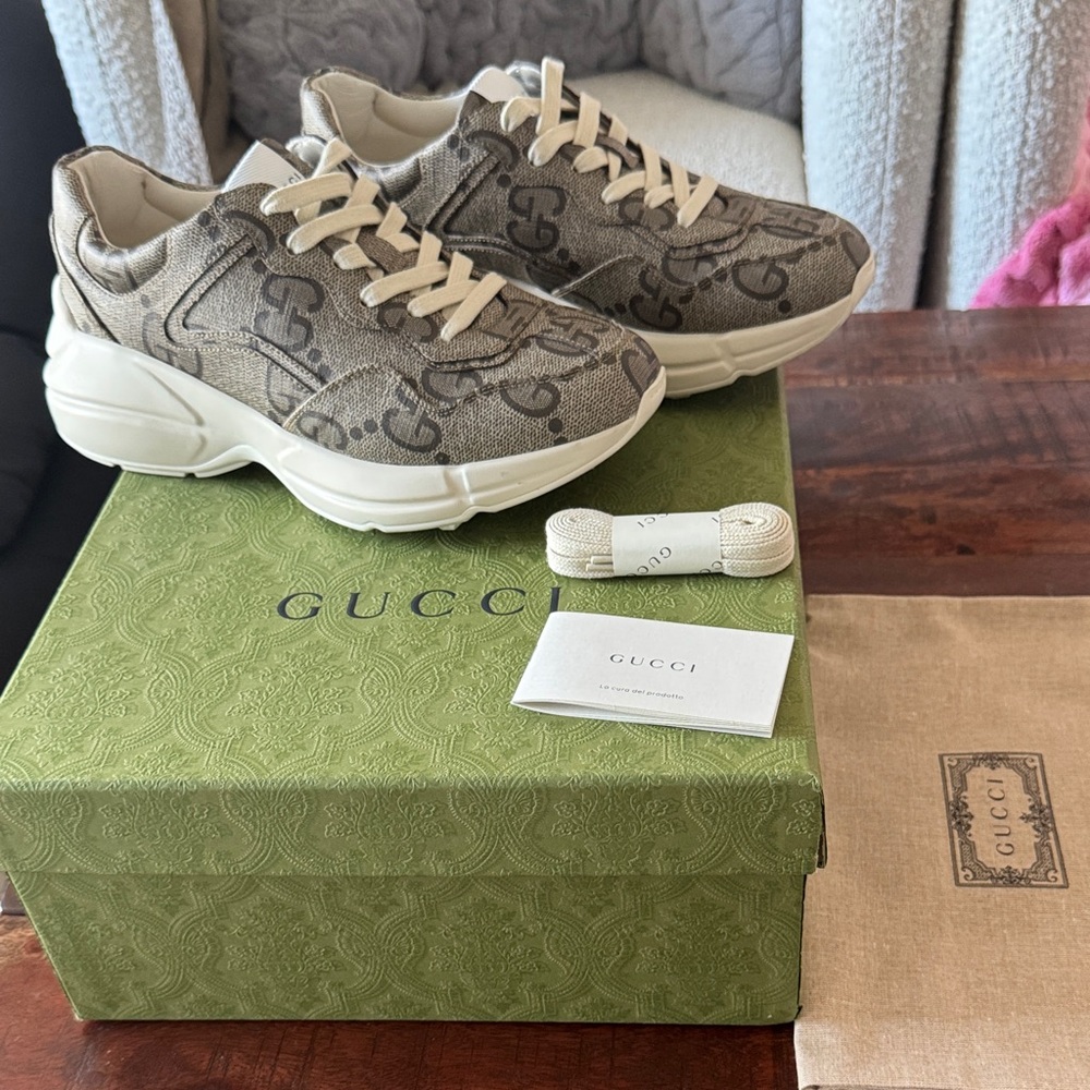 Gucci Brown Monogram Sneakers with White Sole